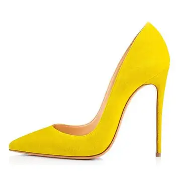 

Carole Levy Sexy Pointed Toe High Heel Shoe for Woman Yellow Red Black Suede Dress Shoes 2019 Lady Thin Heels Shoe