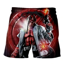 Новые модные мужские повседневные шорты быстросохнущие шорты с рисунком черепа/пистолета, пляжные летние шорты с 3d принтом hellboy эластичные шорты-8