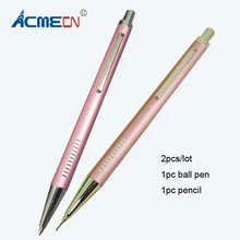 ACMECN 2 шт./партия шариковая ручка и механический карандаш набор из двух ручек набор Новинка Дизайн Алюминиевая письменная ручка обратно в школу подарки розовая ручка