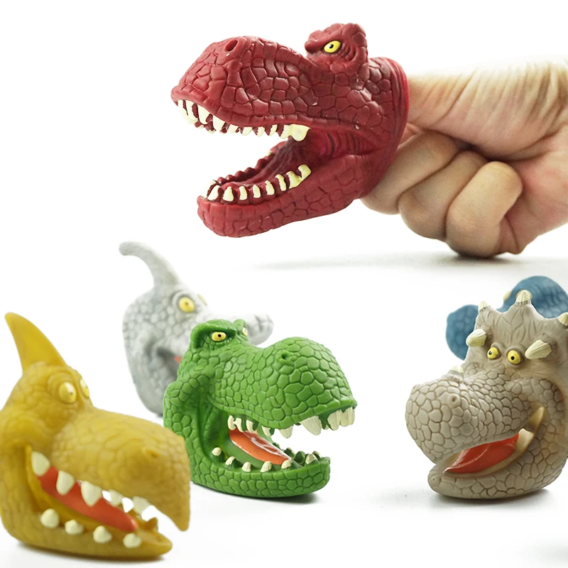 

Dinosaur Puppet Gloves Finger Puppets Toy Model Animal Head Hand Puppets Silicone Novelty Figure Educational Story Prop Kid Toy