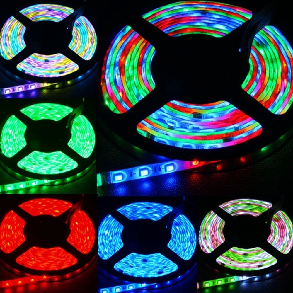 RGB Светодиодная лента 5050 SMD 1 м 2 5 10 3528 водонепроницаесветодиодный с адаптером 12 В и
