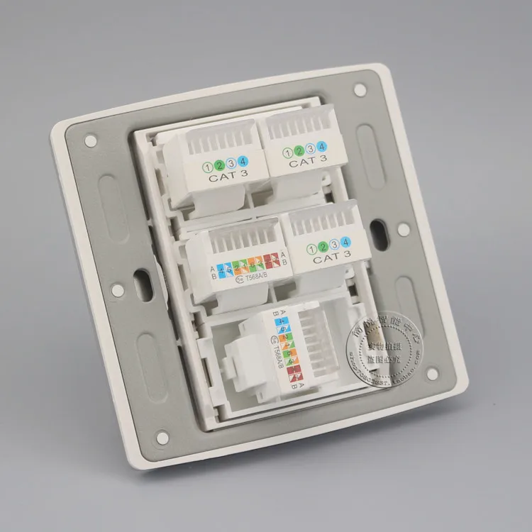 3 Port RJ45 Cat5e Network Ethernet LAN Socket Champagne Outlet Panel Faceplate