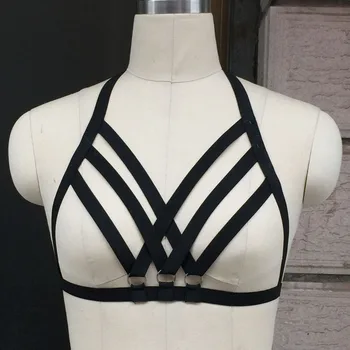 

2016Exotic Apparel black women body Harness cage bra Gothic Harajuk sexy lingerie Handmade punk harajuku bondage harness bra