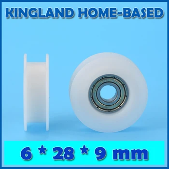 

10PCS 6*28*9mm 3D Printer Belt Wheels POM Plastic Coated Window Door Roller Bearing Accessories Parts Sliding Window Roller