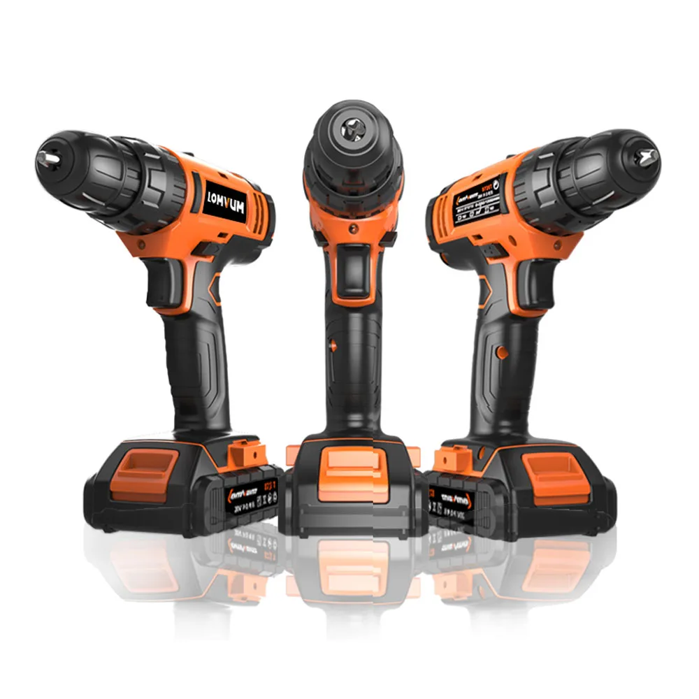 Electric Cordless Drill With 2 Lithium Batteries Rechargeable Screwdrivers Impact Hand Power Home Woodworking Tools Set 20V