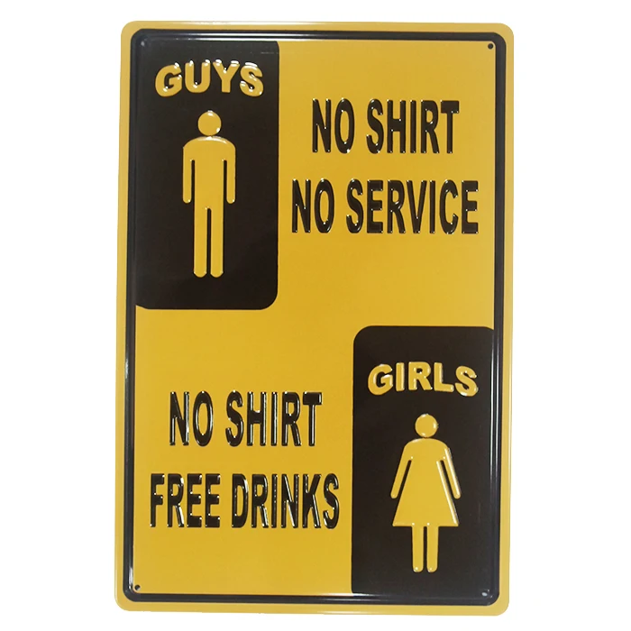 30X20CM 3D Embossed No Shirt SEervice Vintage Home Decor Pub Tin Sign Wall Metal Retro PlaquePlate | Дом и сад