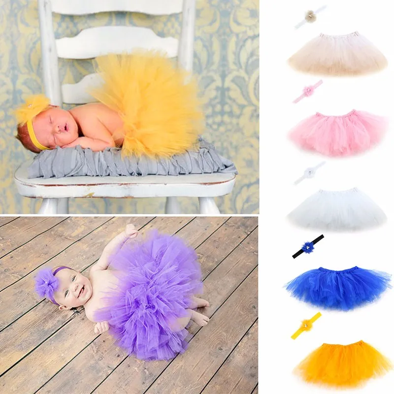 Tutu Jupe Robe Photo Accessoires Costume Outfits Nouveau-né Bébé Filles Bandeau