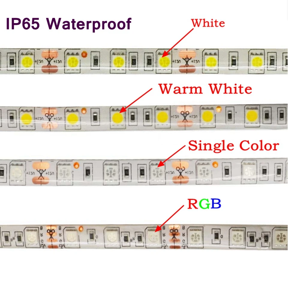 5 м/рулон Светодиодные ленты света DC12V SMD5050 SMD 5050 теплый белый RGB 300 светодиодный s Гибкая лента для счетчик Cabinet Light IP65 из водонепроницаемого