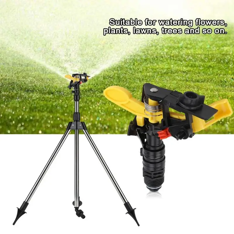 Garden Water Irrigation Tool Sprinkler With Tripod Set Stainless Steel