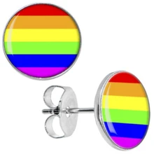 Радуга, фестиваль Прайд серьги гвоздики серьги из нержавеющей стали Шпильки Поддельные Вилки серьги Унисекс 8 мм 10 мм AW5004