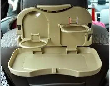 2 цвета-CarSeat лоток крепление еда стол подставка для напитков подстаканник и многофункциональный обеденный стол для автомобиля - Название цвета: beige