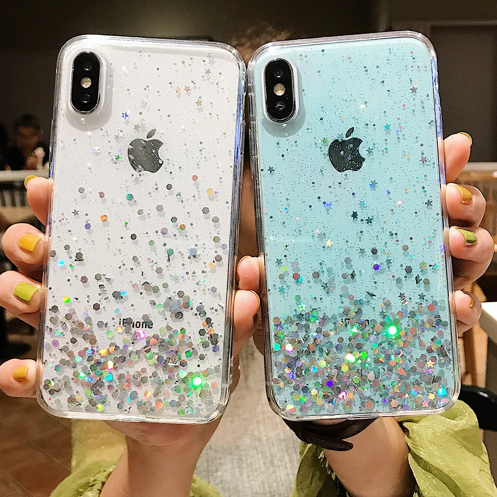 Модный блеск Bling Star чехлы для телефонов iphone 11 Pro MAX XS Max XR X 8 7 6 6splus Мягкий ТПУ блестящий Блестящий Прозрачный чехол