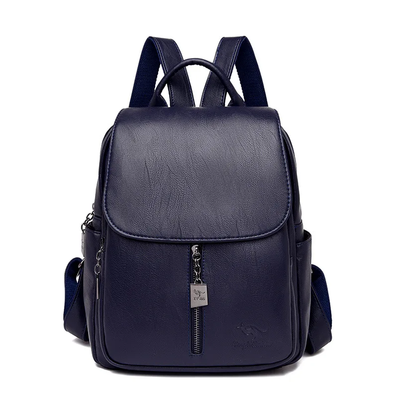Модный женский рюкзак, кожаный рюкзак, высокое качество, из искусственной кожи, рюкзаки для девочек-подростков, женская школьная сумка через плечо, Sac A Dos - Цвет: Синий