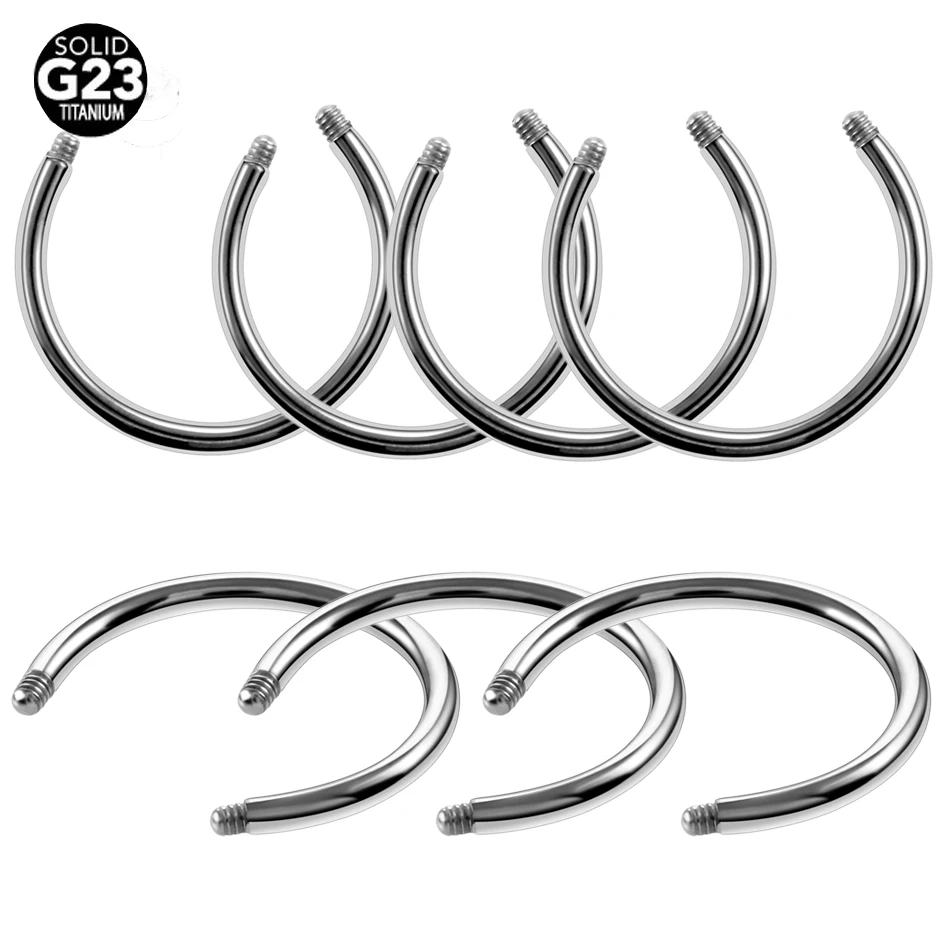 

50pcs/lot 14G/16G G23 Titanium Curcular Barbell Horseshoe Ring Bar Replacement Piercing Jewelry Accessories - Post Only No Ball