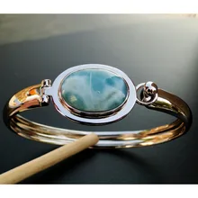 Женские Ювелирные изделия высокое качество натуральный браслет из ларимара ювелирные изделия браслет с ларимаром 925 пробы Серебряный браслет для женщин подарок