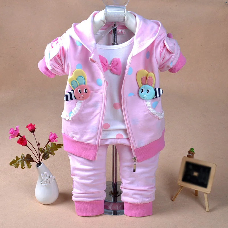 Весенне-осенние комплекты одежды из хлопка для маленьких девочек от 6 месяцев до 3 лет футболка с длинным рукавом, топы, джинсовая куртка и штаны, брюки