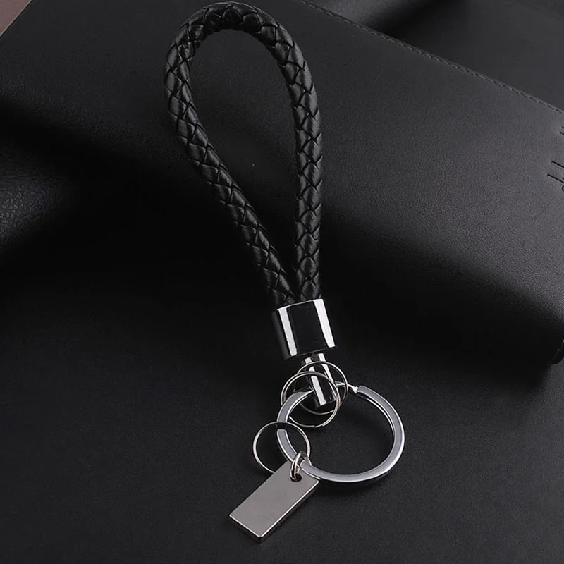 

LNRRABC Fashion Cool Black Leather Keychain Auto Logos Keyring Gentleman Jewelry Men's Car Key Finder Modern Decor Accessories