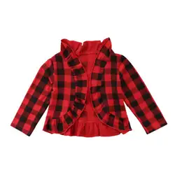 Повседневное теплая Модная весенняя детская для маленьких девочек с оборками для малышей пальто Хлопок зимняя куртка одежда От 1 до 5 лет