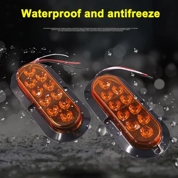 

1 Pair Tail Lamp Oval 10 LED Warning Light Tail Light for Truck Trailer NJ88