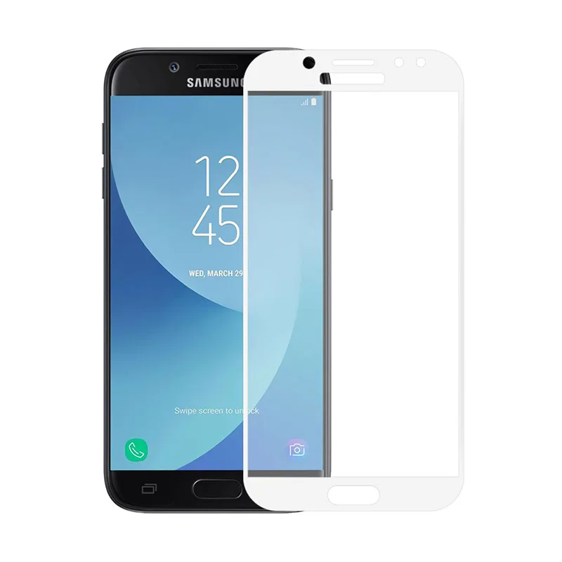 Для samsung Galaxy J3, полное покрытие, закаленное стекло, 9 H, защита экрана, защитное покрытие, защитная пленка на J330 J330F SM-J330F - Цвет: White