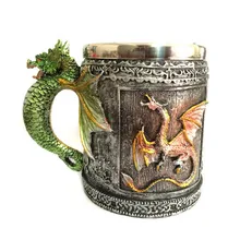 1 stücke Kreative 3D Doppelwand Aus Edelstahl Schädel Tassen Kaffee tee Becher Schädel Ritter Krug Drachen Trinkbecher für geschenk