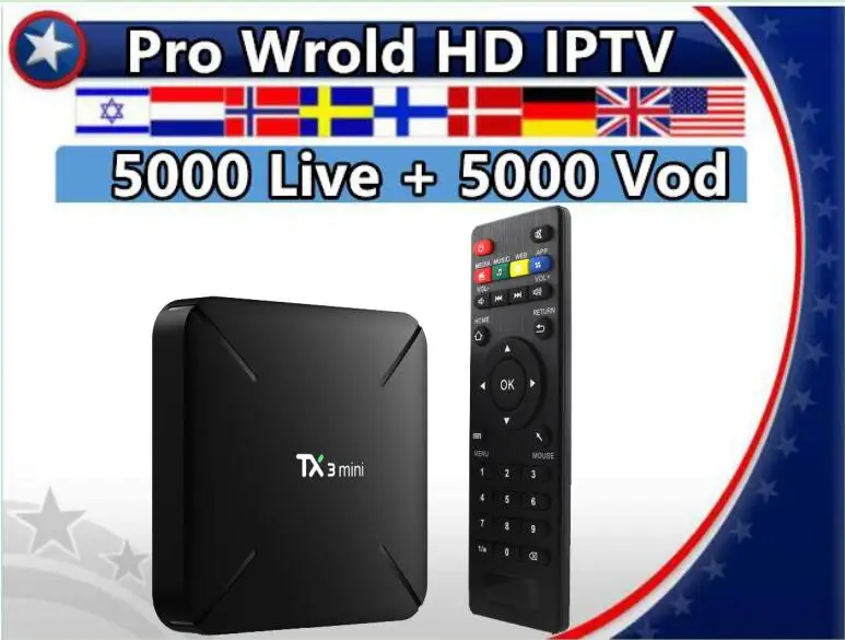 

TX3MINI Android 7.1 2/16G Smart TV box&Pro World HD Subscription Nordic France Netherlands Israel Arabic Hebrew IPTV Set TOP Box