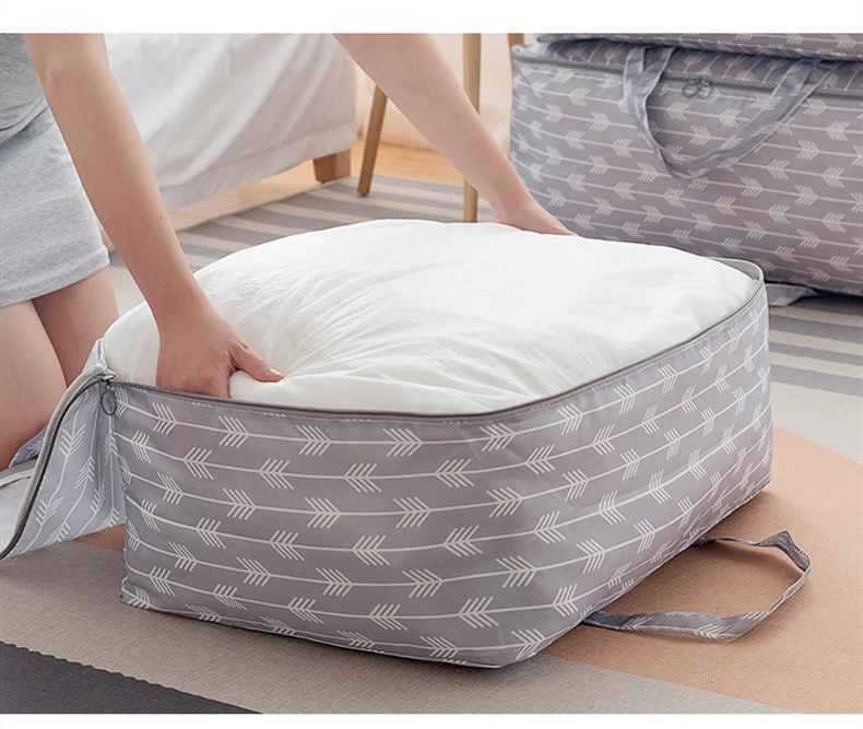 Modern Geometry Print Oxford Closet Organizer Durable Quilt Under Bed Clothing Storage Bag 1pcs Dampproof Wardrobe Organizer