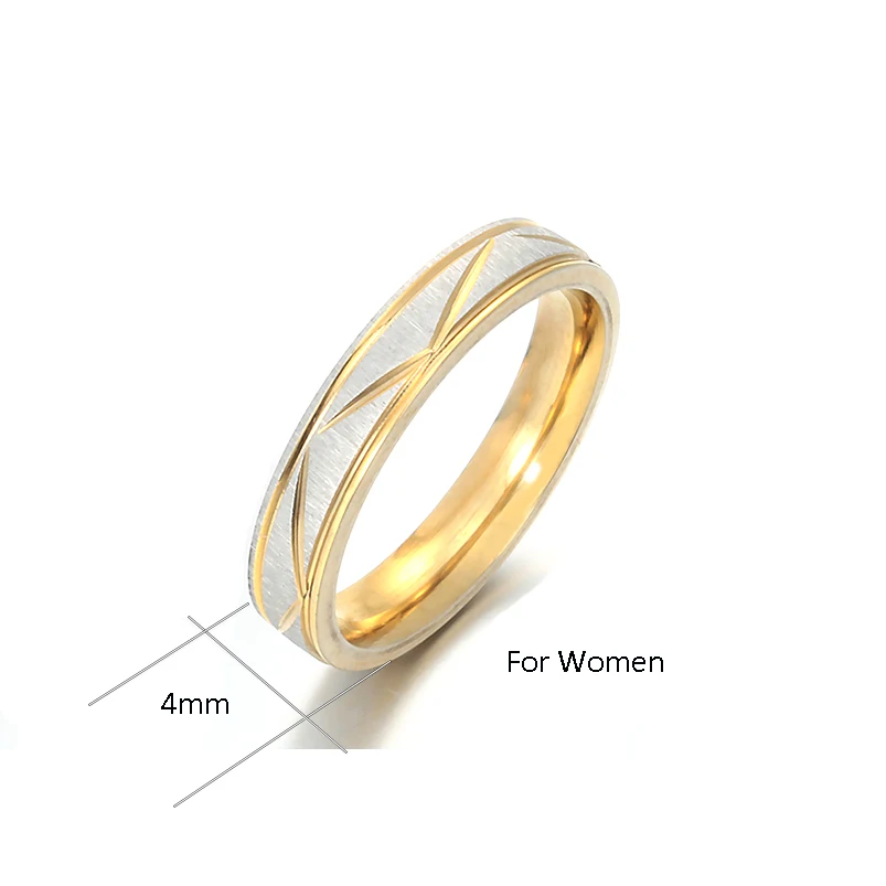 Модное кольцо для пары золотого цвета, Свадебные обручальные ювелирные изделия для женщин и мужчин, простое кольцо Aneis Feminino, подарок на День святого Валентина для влюбленных - Цвет основного камня: Women