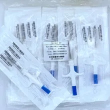 20 шт./лот 1,25*7 мм Синий 134,2 кГц FDX-B встроенные микрочипы для домашних животных со шприцем для идентификации животных свиньи, коровы, крупного рогатого скота, свиньи, лошади