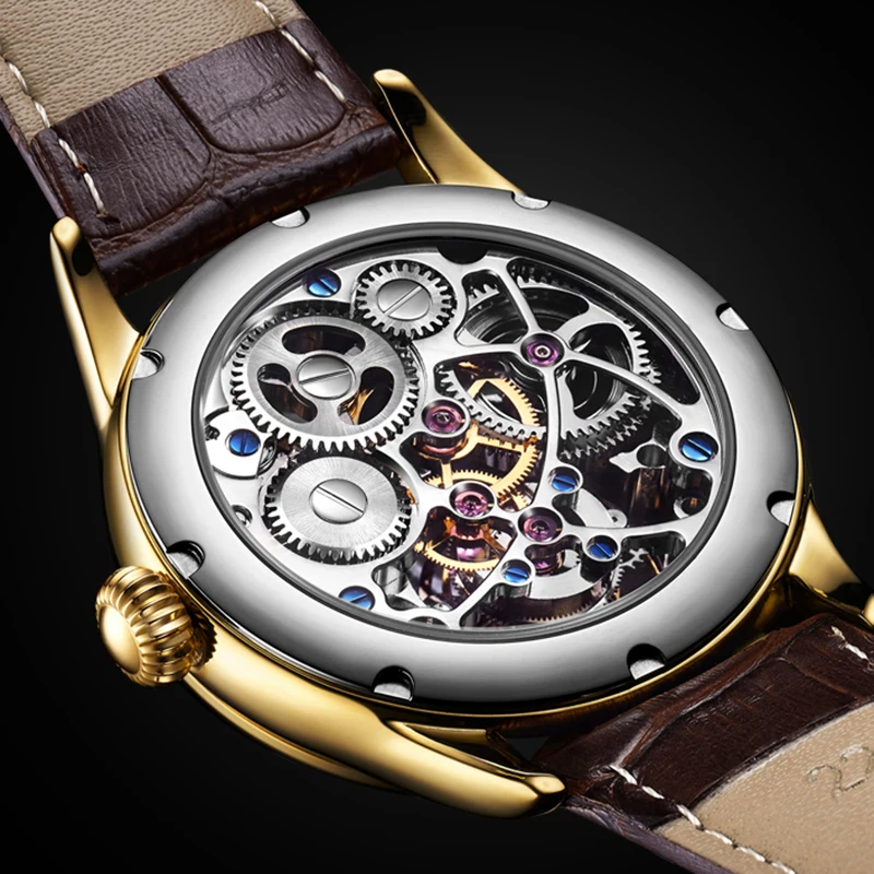 Tourbillon часы GUANQIN оригинальные Скелет Механические Сапфир Мужские Топ Бренд