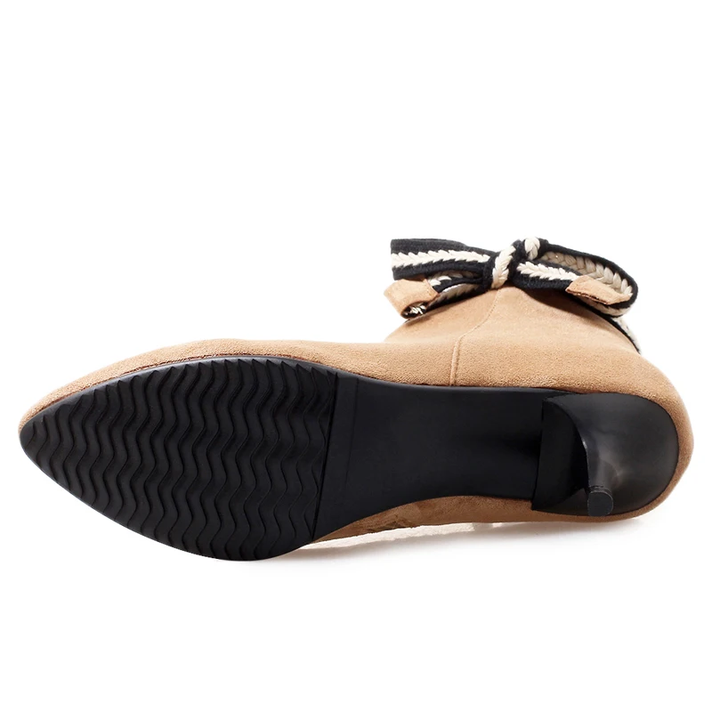 MsFair Women Boots Fashion Zipper Ankle Boots Women Shoes Elegant Short Plush Boot Shoes For Girl Pointed Toe Thin Heels Boots Women's Shoes