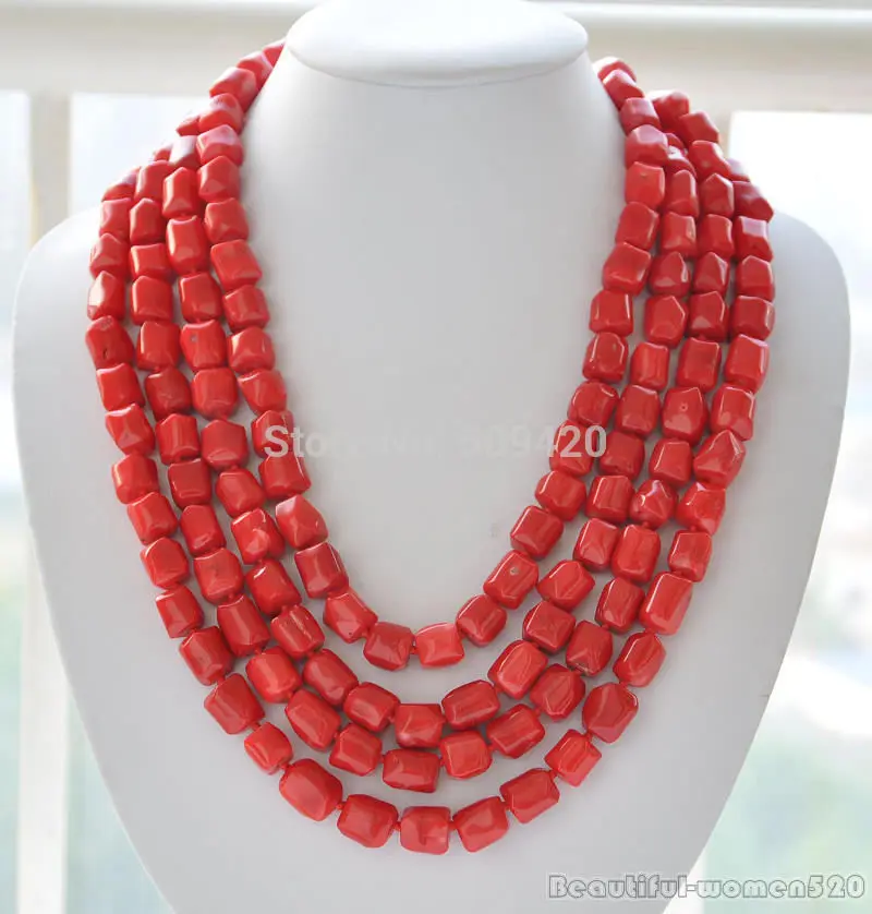 

Wholesale>>>Long 12x14mm massive red coral NECKLACE 100inch #@