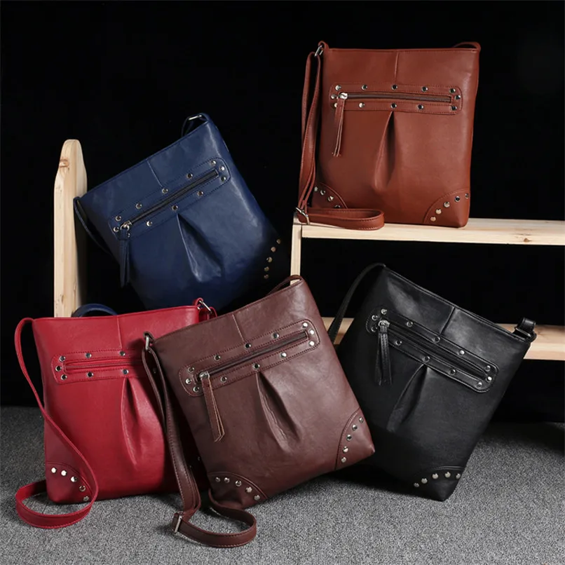 

Shoulder bag women's new fashion personality design rivet leather casual small bag mobile phone bags Messenger bags A1