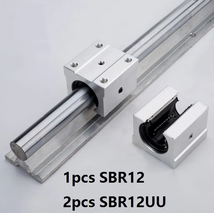 Trilho de Guia Linear de Apoio plus 2 Blocos para Cnc 1 Pcs Sbr12 1000mm e 1100mm e 1200mm e 1300mm e 1400mm e 1500mm Pcs Sbr12uu Router