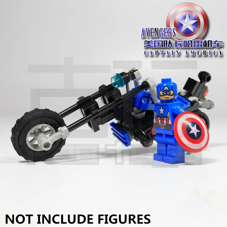 Beste MOC CAPTAIN AMERICA #039;s Harley Motorfiets Avengers SUPER HEROES Actiefiguren minifig Monteren Model Bouwstenen Kinderen Speelgoed