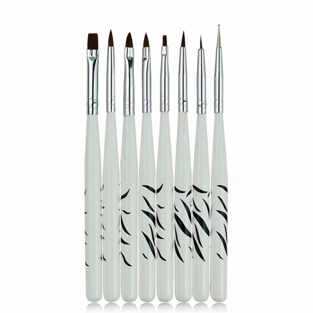 

8pcs UV Gel Nail Art Brush 8 Design Dotting Painting Drawing Liner Fin Polish Pen Tools Tips Manicure Kit Tool