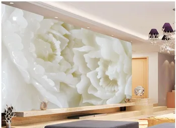 

Custom photo wallpaper 3D stereoscopic 3d flower wallpaper Jade peony TV backdrop mural wallpaper Non woven roll