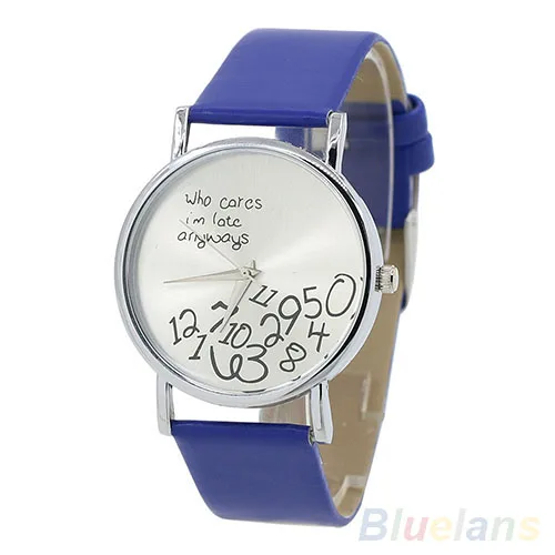 Новый Для женщин; Для мужчин \ Кто заботится Искусственная кожа арабскими цифрами письма печатаются наручные часы Горячая reloj hombre часы