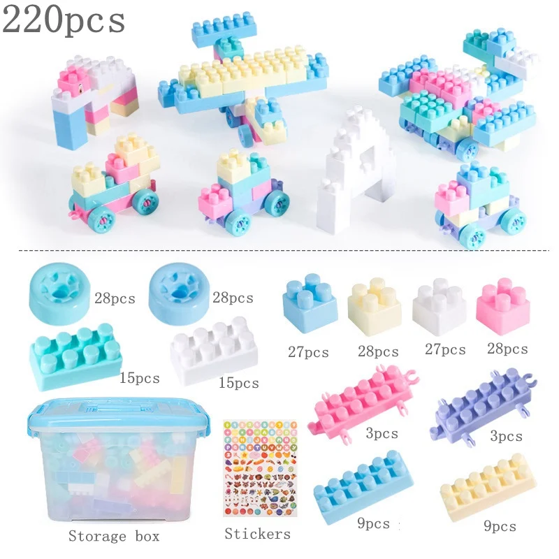 

220pcs DIY Big Particle Building Blocks Creative Bricks Model Figures Educational Toys For Kids