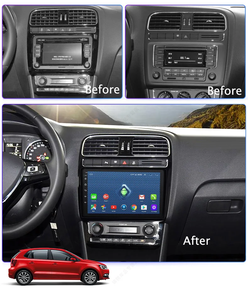 Cheap Wanqi Android 8.0 2+32G  wifi and 4G 2.5D full touch screen For Volkswagen POLO sedan 2008-2018 car gps radio video dvd player 3