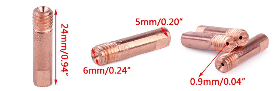LETAOSK 20 штук MB 15AK миг MAG сварки сварочная Цанга советы контакт держатель 0,9x24 мм Медь сопло