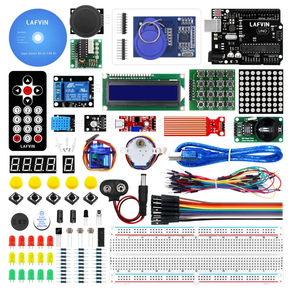 

LAFVIN Basic Starter Kit/Learning Kit include UNO R3 Board,LCD1602 IIC with Tutorial for Arduino