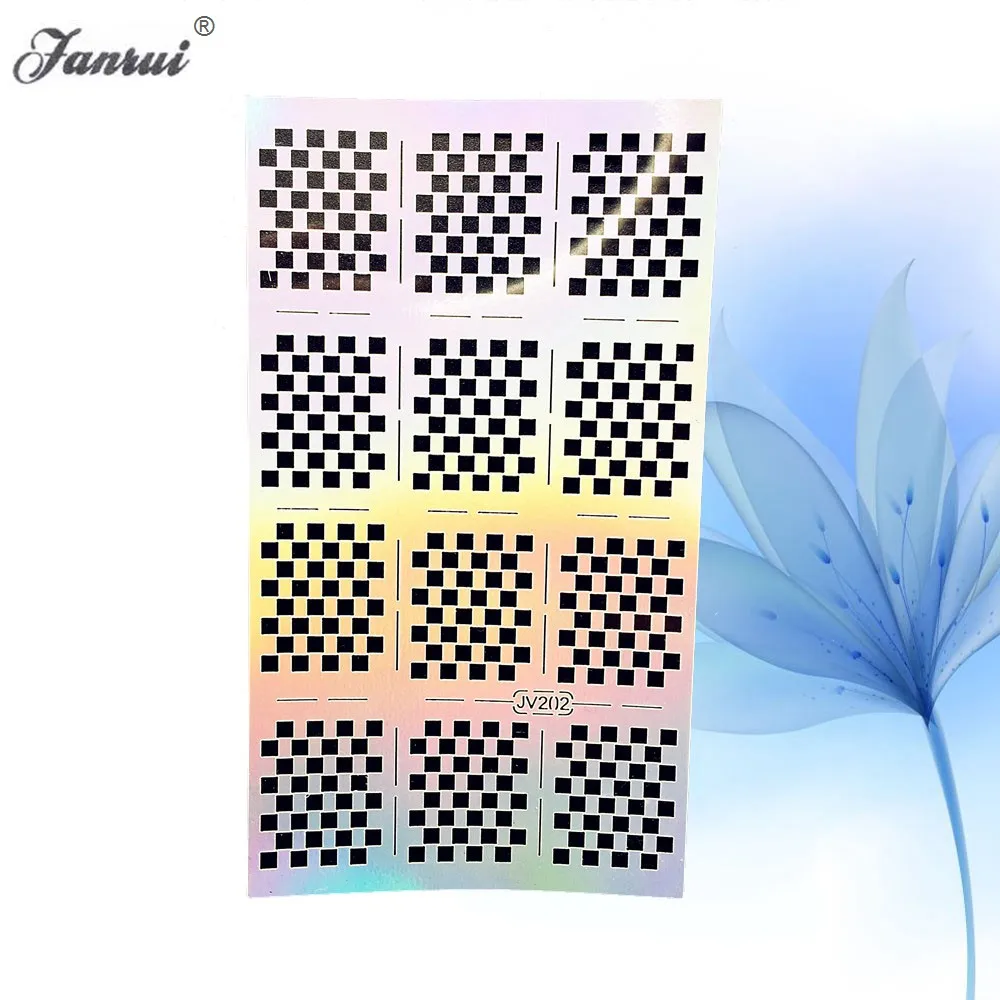 

Squar Pattern Hollow Nail Art Stencil Stickers For Makeup Tip Nail Vinyls Transfer Tips Image Guide Manicure Nail Sticker AJV202