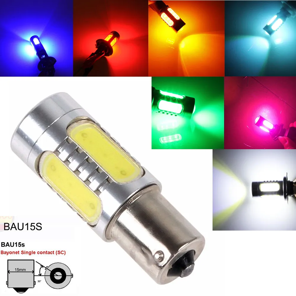 

S25 Car 5 COB 7.5W LED 150 Degree BAU15s PY21W 1156PY Turn Signal Lamp Bulb Fog Light White Amber Yellow