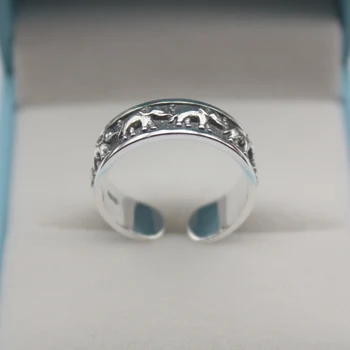 

Fashion Real S925 Sterling Silver Band Women Lucky Elephant Ring US 5-8