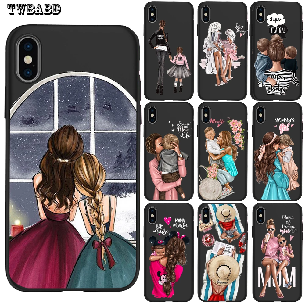

Fashion Super Mom Baby Girl Phone Shell For Funda iPhone X Case for Iphone 5 5S 6 6S 7 8 Plus X XS Max XR Soft Capa Case Etui