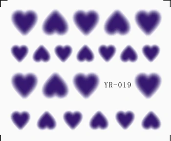 

Nail Sticker WATER TRANSFER DECAL HALO FUZZY MULTI COLORS SWEET HEART SHAPE YR019-024