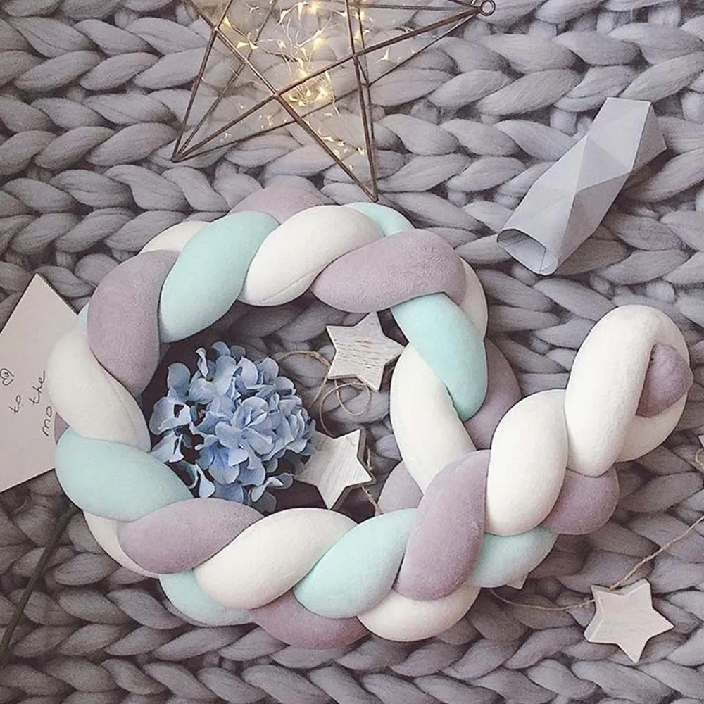 2M Newborn Baby Bed Bumpers 2 Colors Knotted Braid Infant Crib Bed Room Wall Decor Baby Bumpers Winter Warm Photo Props