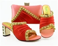 Сине-зеленый Африканский комплект из обуви и сумки в комплекте, Размер 38–43 в итальянском стиле женские туфли в итальянском стиле комплект из обуви и сумки, украшенные Стразы комплекты модной обуви в нигерийском стиле - Цвет: Peach