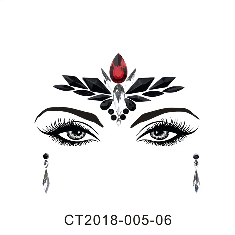 Fashion Eyebrow Face Body Art Adhesive Crystal Glitter Jewels Festival Party DIY Eye Tattoo Stickers Night Club Facial Makeup